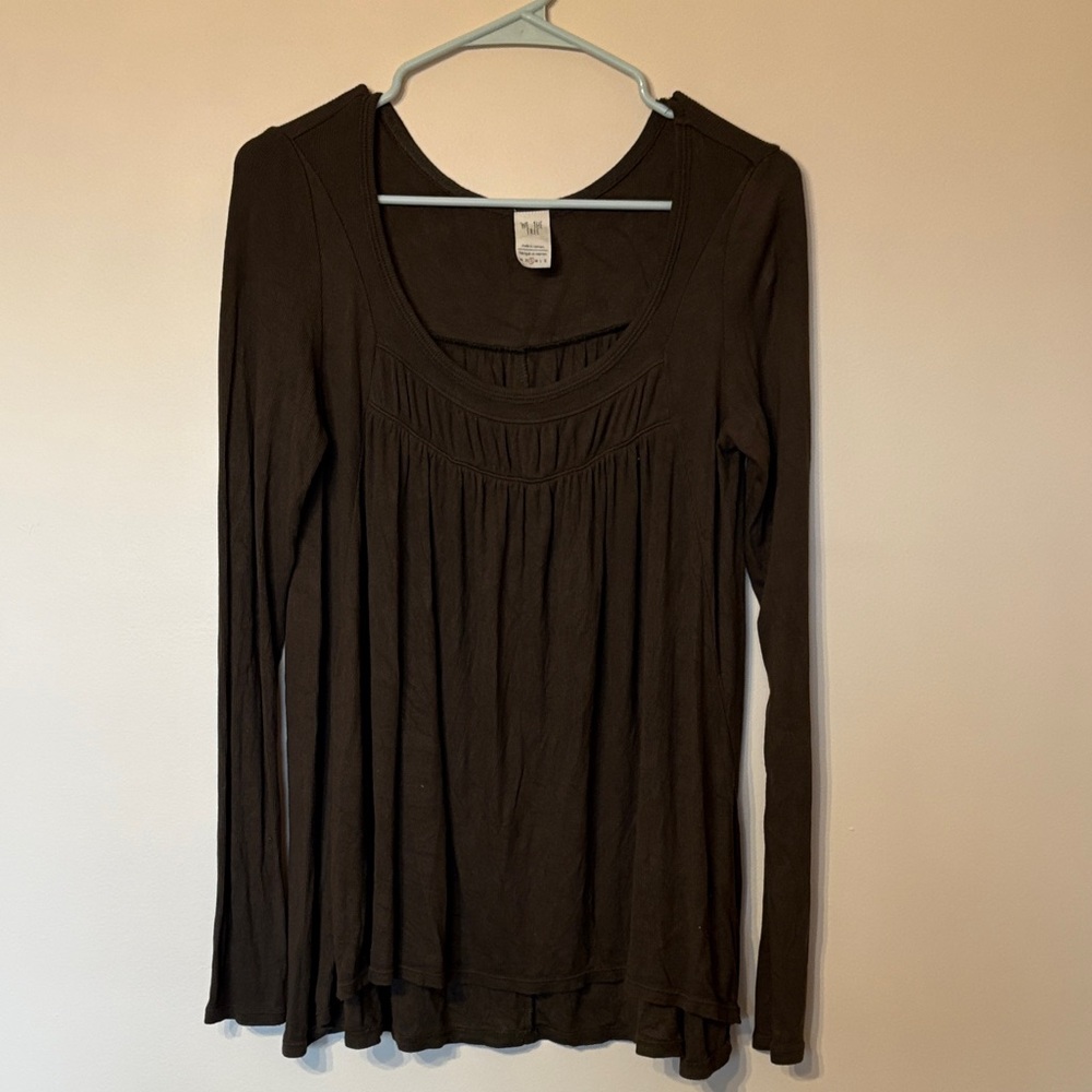 We The Free Chocolate Brown Long Sleeve Top